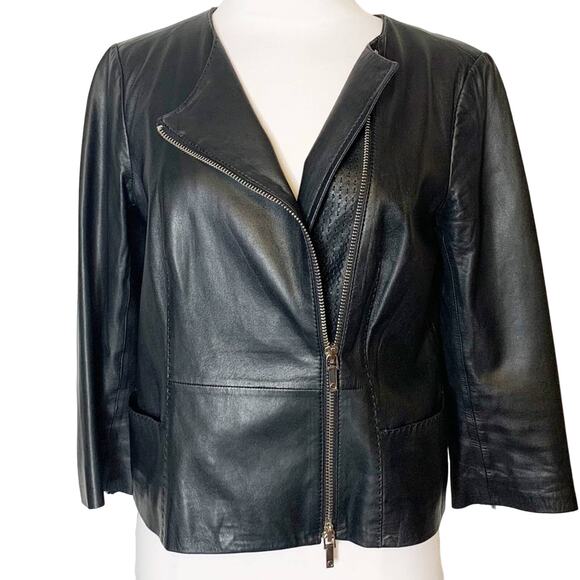 Tory Burch leather moto style jacket black sz 4 - Picture 1 of 9